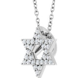 Platinum 1/10 CTW Natural Diamond Star of David 16-18" Necklace