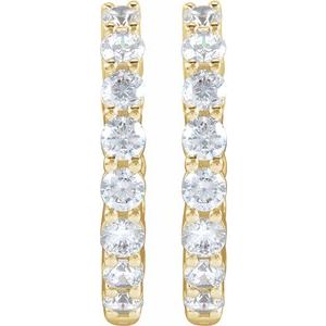 14K Yellow 2 CTW Lab-Grown Diamond Inside-Outside Hinged 20 mm Hoop Earrings