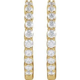 14K Yellow 1 CTW Lab-Grown Diamond Inside-Outside Hinged 19.3 mm Hoop Earrings