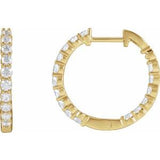 14K Yellow 1 CTW Lab-Grown Diamond Inside-Outside Hinged 19.3 mm Hoop Earrings