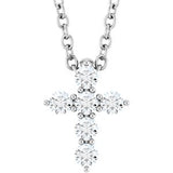 14K White 1/6 CTW Natural Diamond Cross 16-18" Necklace