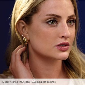 14K Rose Cultured White Freshwater Pearl 15.5 mm Huggie Hoop Earrings