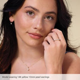 14K Yellow Cultured White Freshwater Pearl 30 mm Endless Hoop Earrings