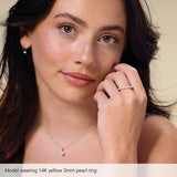 14K Rose Cultured White Freshwater Pearl Ring