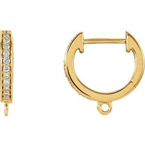 18K Yellow 1/10 CTW Natural Diamond Hoop Earring Top
