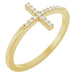 14K Yellow .07 CTW Natural Diamond Sideways Cross Ring