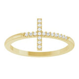 14K Yellow .07 CTW Natural Diamond Sideways Cross Ring