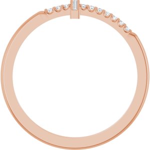 14K Rose .07 CTW Natural Diamond Sideways Cross Ring