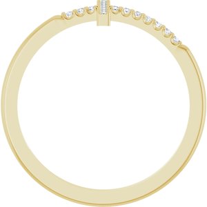 14K Yellow .07 CTW Natural Diamond Sideways Cross Ring