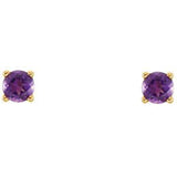 14K Yellow Imitation Amethyst Youth Earrings