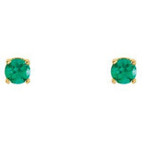 14K Yellow Imitation Emerald Youth Earrings