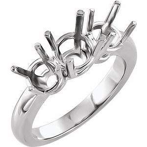 Platinum Three-Stone Engagement Ring Mounting