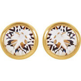 14K Yellow Imitation White Cubic Zirconia Inverness® Piercing Stud Earrings