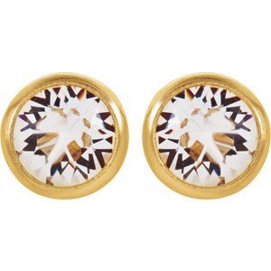 14K Yellow Imitation White Cubic Zirconia Inverness® Piercing Stud Earrings