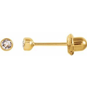 14K Yellow Imitation White Cubic Zirconia Inverness® Piercing Stud Earrings