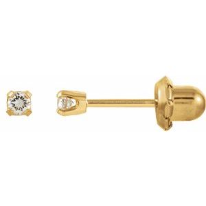 14K Yellow 2 mm Imitation White Cubic Zirconia Inverness® Piercing Stud Earrings
