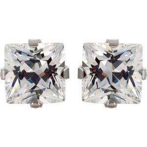Stainless Steel 3 mm Imitation White Cubic Zirconia Inverness® Piercing Earrings