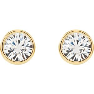 14K Yellow Imitation White Cubic Zirconia Inverness® Piercing Stud Earrings