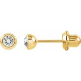 14K Yellow Imitation White Cubic Zirconia Inverness® Piercing Stud Earrings