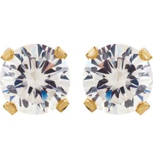 14K Yellow 3 mm Imitation White Cubic Zirconia Inverness® Piercing Stud Earrings