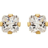 14K Yellow 5 mm Square Imitation White Cubic Zirconia Piercing Stud Earrings