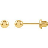 14K Yellow 4 mm Ball Stud Piercing Stud Earrings
