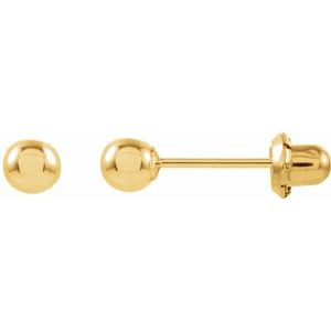 14K Yellow 4 mm Ball Stud Piercing Stud Earrings