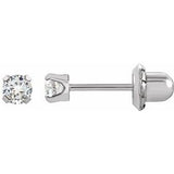 14K White Gold-Plated 14K White 3 mm Imitation White Cubic Zirconia Inverness® Piercing Stud Earrings