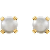 14K Yellow Imitation White Pearl Inverness® Piercing Earrings