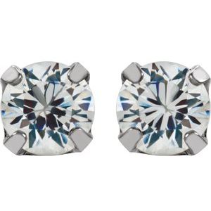Stainless Steel 3 mm Imitation White Cubic Zirconia Inverness® Piercing Earrings