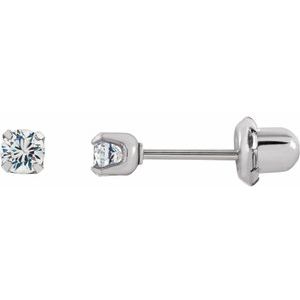 Stainless Steel 3 mm Imitation White Cubic Zirconia Inverness® Piercing Earrings