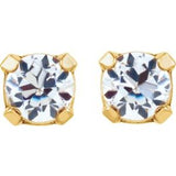 14K Yellow Gold-Plated 14K White 2 mm Imitation White Cubic Zirconia Inverness® Piercing Stud Earrings