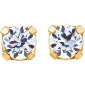 14K Yellow Gold-Plated 14K White 2 mm Imitation White Cubic Zirconia Inverness® Piercing Stud Earrings