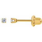 14K Yellow Gold-Plated 14K White 2 mm Imitation White Cubic Zirconia Inverness® Piercing Stud Earrings