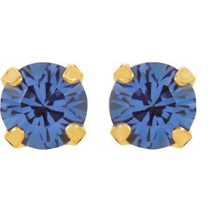 24K Gold-Plated Stainless Steel Imitation Blue Sapphire Inverness® Piercing Earrings