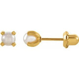 24K Gold-Washed Stainless Steel Imitation White Pearl Inverness® Piercing Earrings