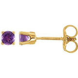 14K Yellow Imitation Amethyst Youth Earrings
