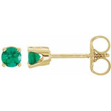 14K Yellow Imitation Emerald Youth Earrings