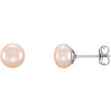 Sterling Silver 6-7 mm Cultured Pink Freshwater Pearl Earrings
