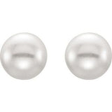 Sterling Silver 7-8 mm Cultured White Freshwater Button Pearl Earrings