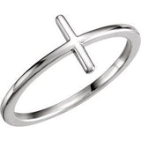 14K White Sideways Cross Ring