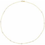 14K Yellow Cultured White Freshwater Pearl 9-Station 18" Necklace