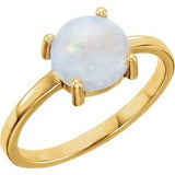 14K Yellow 8 mm Round Natural Opal Cabochon Ring