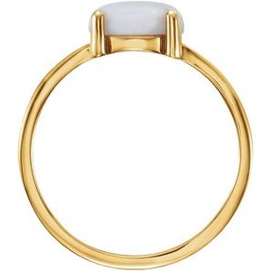 14K Yellow 8 mm Round Natural Opal Cabochon Ring