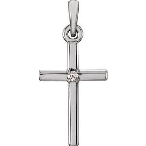 Platinum .01 CT Natural Diamond Cross Pendant