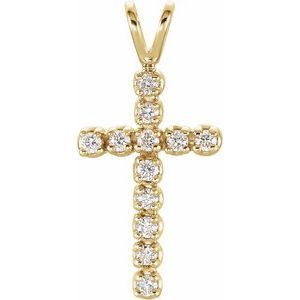 14K Yellow 1/10 CTW Natural Diamond Cross Pendant