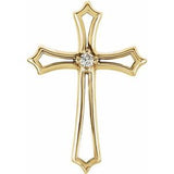 14K Yellow .015 CTW Natural Diamond Cross Pendant
