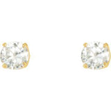 24K Gold-Plated Sterling Silver 5 mm Round Imitation White Cubic Zirconia Inverness® Piercing Stud Earrings