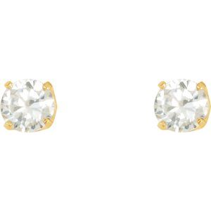 24K Gold-Plated Sterling Silver 5 mm Round Imitation White Cubic Zirconia Inverness® Piercing Stud Earrings