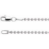 14K White 1.8 mm Hollow Bead 18" Chain